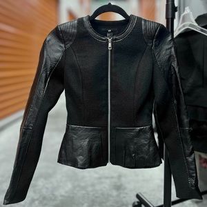 H&M - Women’s Size 2 Black Faux Leather / Multi-Textured Jacket
